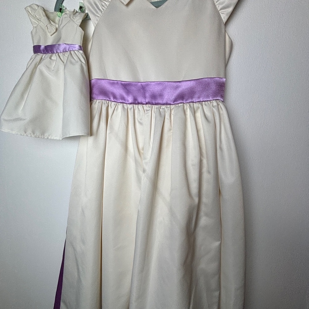 American Girl Like Your Doll Matching Dress Set Girl Size 10 + Doll Dress Ivory